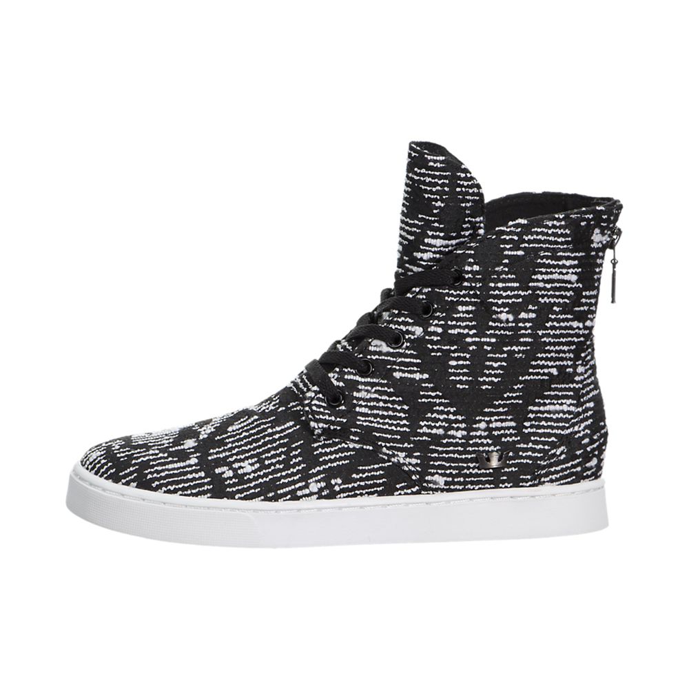 Baskets Montantes Supra Joplin Noir Blanche Black/Pattern-White Femme | FNN-73484515